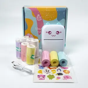 Wireless Mini Printer, Portable Ink-Free Thermal Label Printer, 9 Rolls Paper, 200dpi, USB Rechargeable, Ideal for Photos, DIY, Notes, Gifts