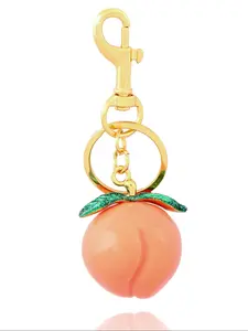 Cute Peach Design Keychain, Fashionable Fruit Design Keychain for Women & Men, Trendy All-match & Exquisite Keychain for Birthday Gift, Fashionable Alloy Keychain