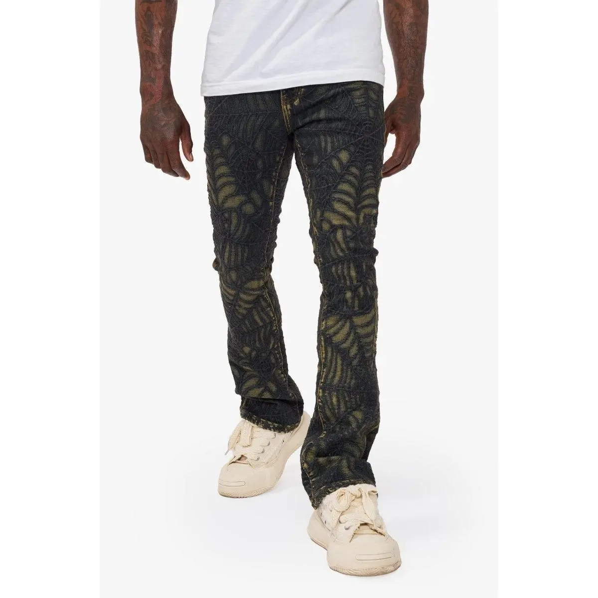 Operator Spider Vintage Blue Stacked Flare Jean