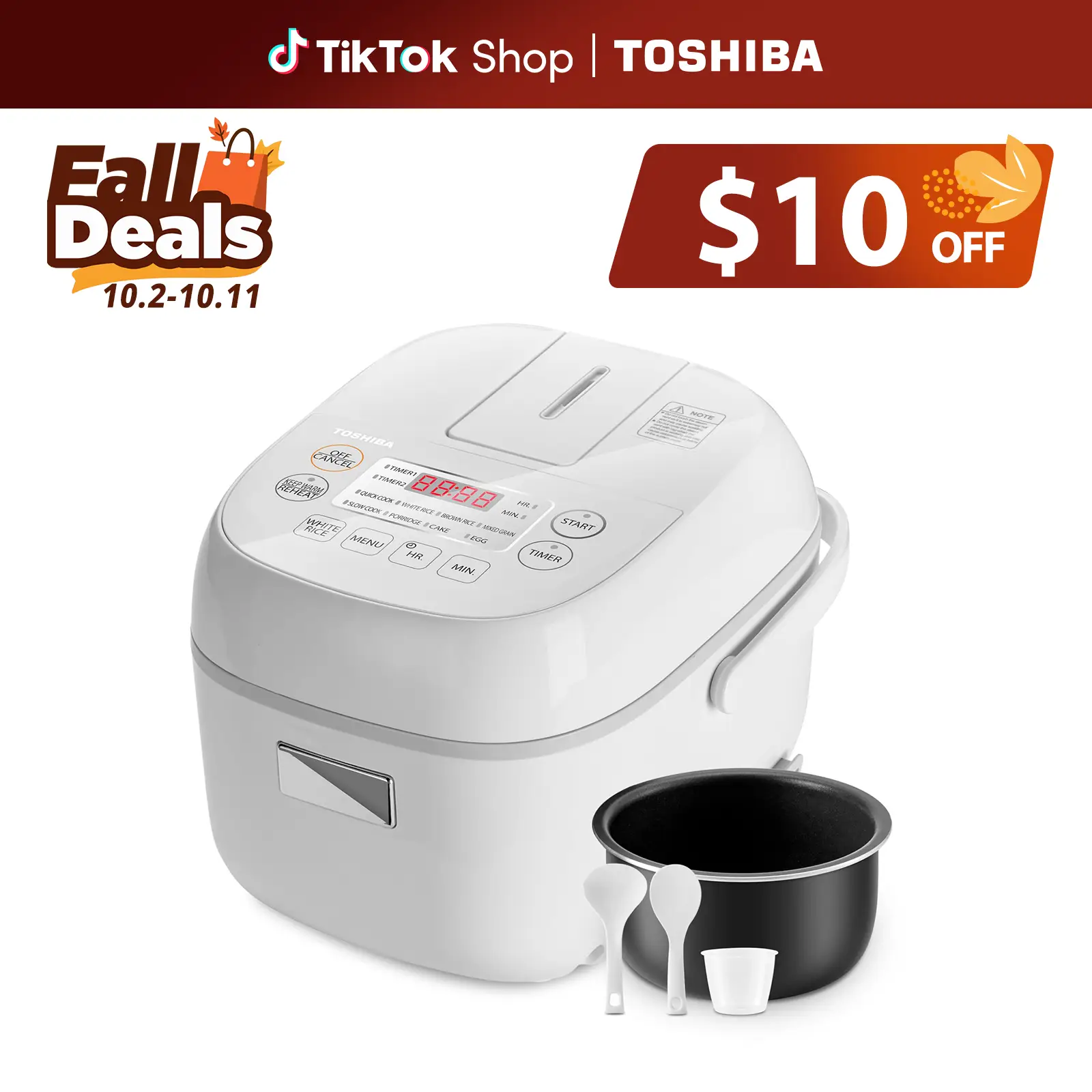 Toshiba Mini Rice Cooker, 3 Cups Uncooked Small Rice Cooker, Steamer & Warmer with Fuzzy Logic & One-Touch Cooking, 24h Delay Timer Auto Keep Warm, Fa