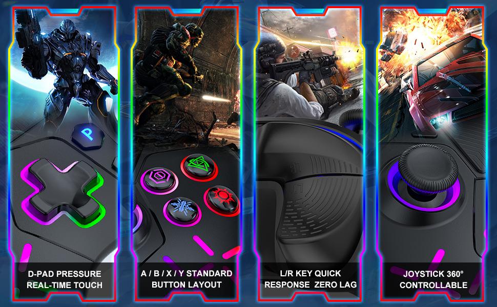 Wireless Controller for PS5 with LED RGB Light, Compatible with Playstation 5 /Playstation 4 /Playstation 3 /Switch/ PC