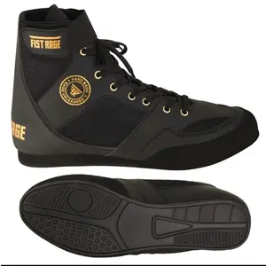 FISTRAGE Boxing Shoes for Men & Youth | Lightweight High-Top Leather Mesh Boxing Boots | Non-Slip Kickboxing, Wrestling & MMA Training Shoes