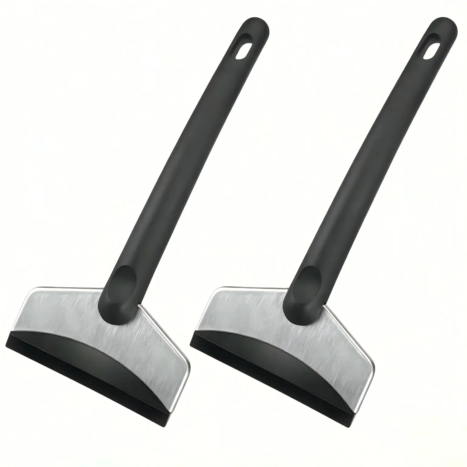 Stainless steel snow shovel for cars does not damage the glass. Snow and ice removal shovel for trucks. Winter defrosting and snow scraping device