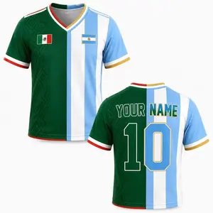 Personalize Half & Half Football Jersey, Custom Team Name Number Football Jersey Tee, Select any 2 Countries