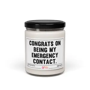 Congrats On Being My Emergency Contact Candle | Funny Candle Gift | Sarcastic Candle | Funny Saying Candle