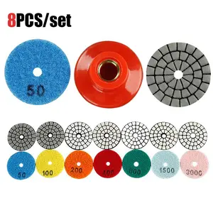8PCS 2" Diamond Polishing Pads 50-3000 Grit - Dry Grinding Discs for Granite, Marble, Pebbles & Stone - Angle Grinder Polishing Tools