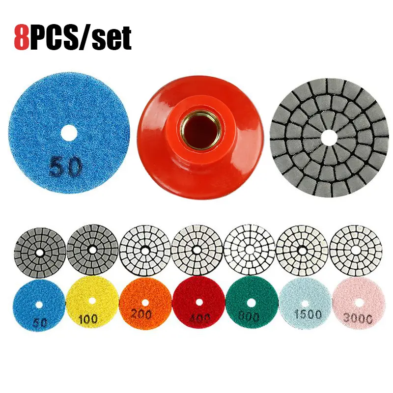 2" Diamond Polishing Pads (50-3000 Grit) - Dry Grinding Discs for Granite, Marble - Angle Grinder Polishing Tools for Stone Work, Angle Grinders, 2 Inches
