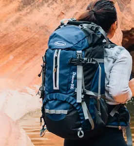 Duraton 50L Hiking Daypack Backpack with Rain Cover; Perfect for Backpacking, Hunting, Fishing, and Travel