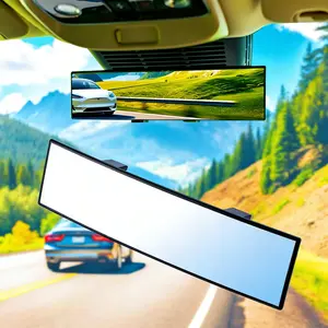 Universal Blind Mirror, Panoramic ConvexCar Rearview Mirror, 11.81 Inch Real View Mirror for Car SUV, Trucks ,  Reversible Passengers, High-Quality Glass Anti-Fall Design, Easy Install Rearview Mirror