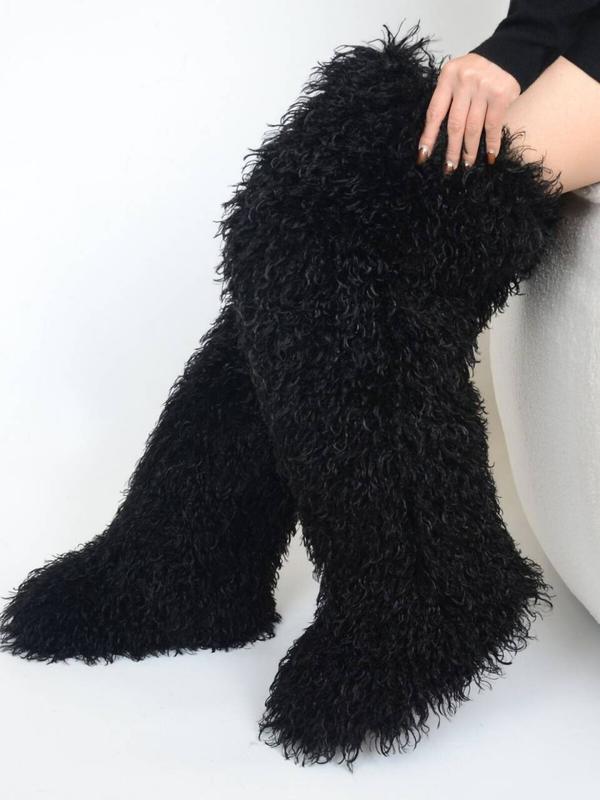 Women's Over-The-Knee Snow Boots, Round Toe Design, Textile Upper & Rubber Sole, Medium Width, Fall/winter Season, Plain Pattern Women's Over-The-Knee Snow Boots, Round Toe Design, Textile Upper & Rubber Sole, Medium Width, Fall/winter Season, Plain Pattern