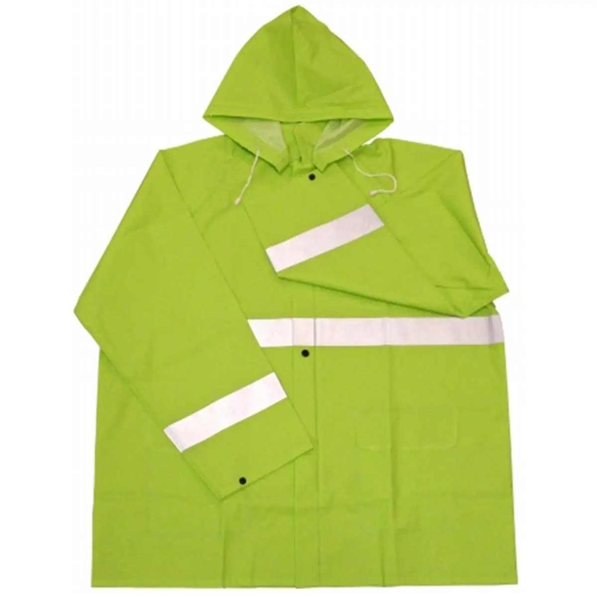 212 MAIN 3PR0350NL Large Fluorescent Green 35mm Waterproof Polyester-Lined All-Seasons Work Safety Rain Jacket - Plastic Synthetic Protective Jacket, Construction Work Coat with High Visibility, Reflective Tape, Water Resistance