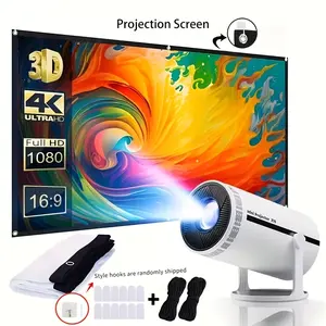 Large Screen Projector Support 1080P Resolution, Portable Pocket Design, Wall-Mounted Option for Indoors & Outdoors, Perfect for Movie Nights & Presentations