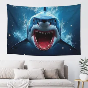 Terrifying Shark Tapestry Wall Hanging Horror Tapestries Aesthetic Wall Decor Home Decoration for Bedroom,Living Room,Dorm