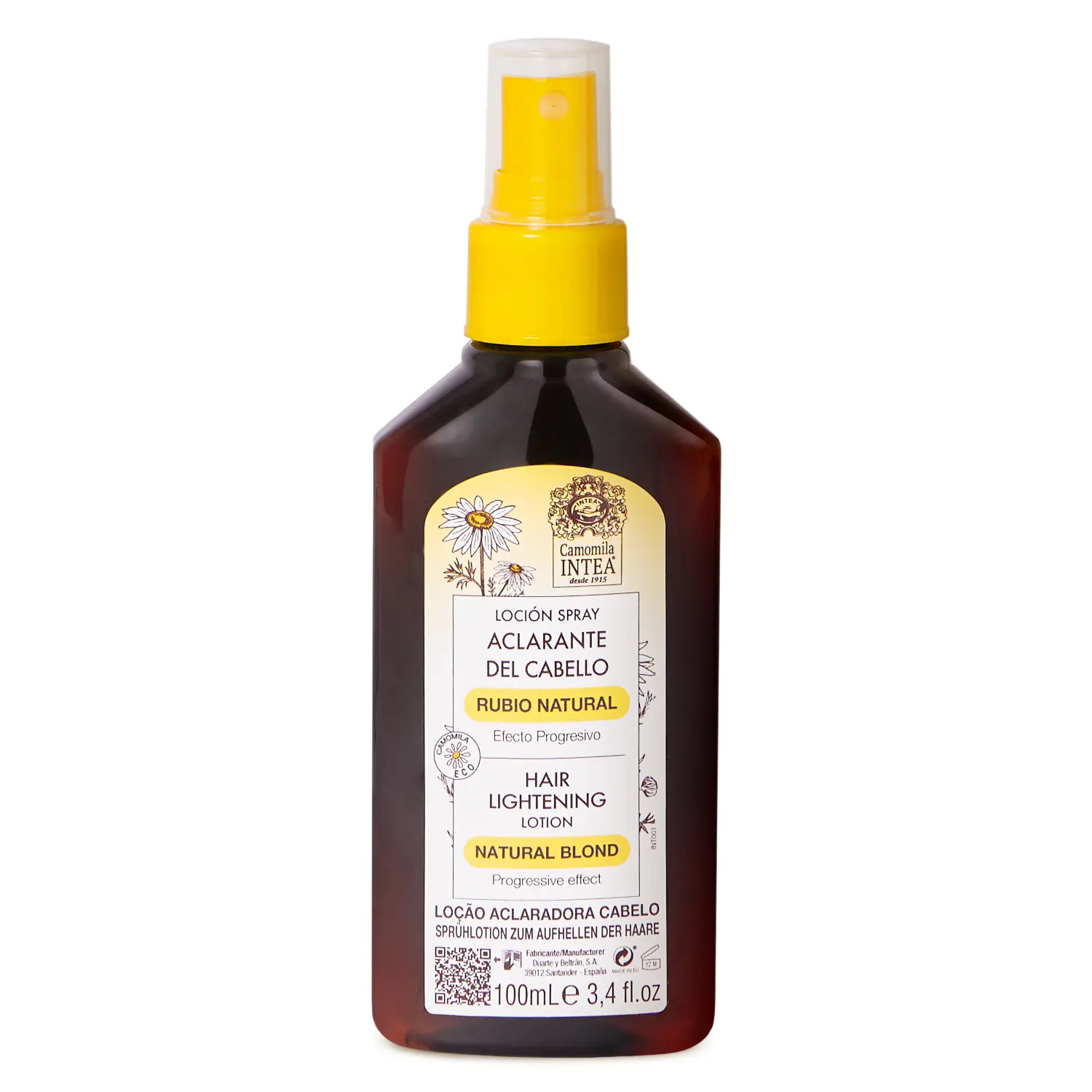 Camomila Intea Natural Blonde Hair Lightening Spray - 100ml Gradual Hair Lightener with Chamomile Extract - Paraben-Free, Not Tested on Animals - Spanish Formula Since 1915