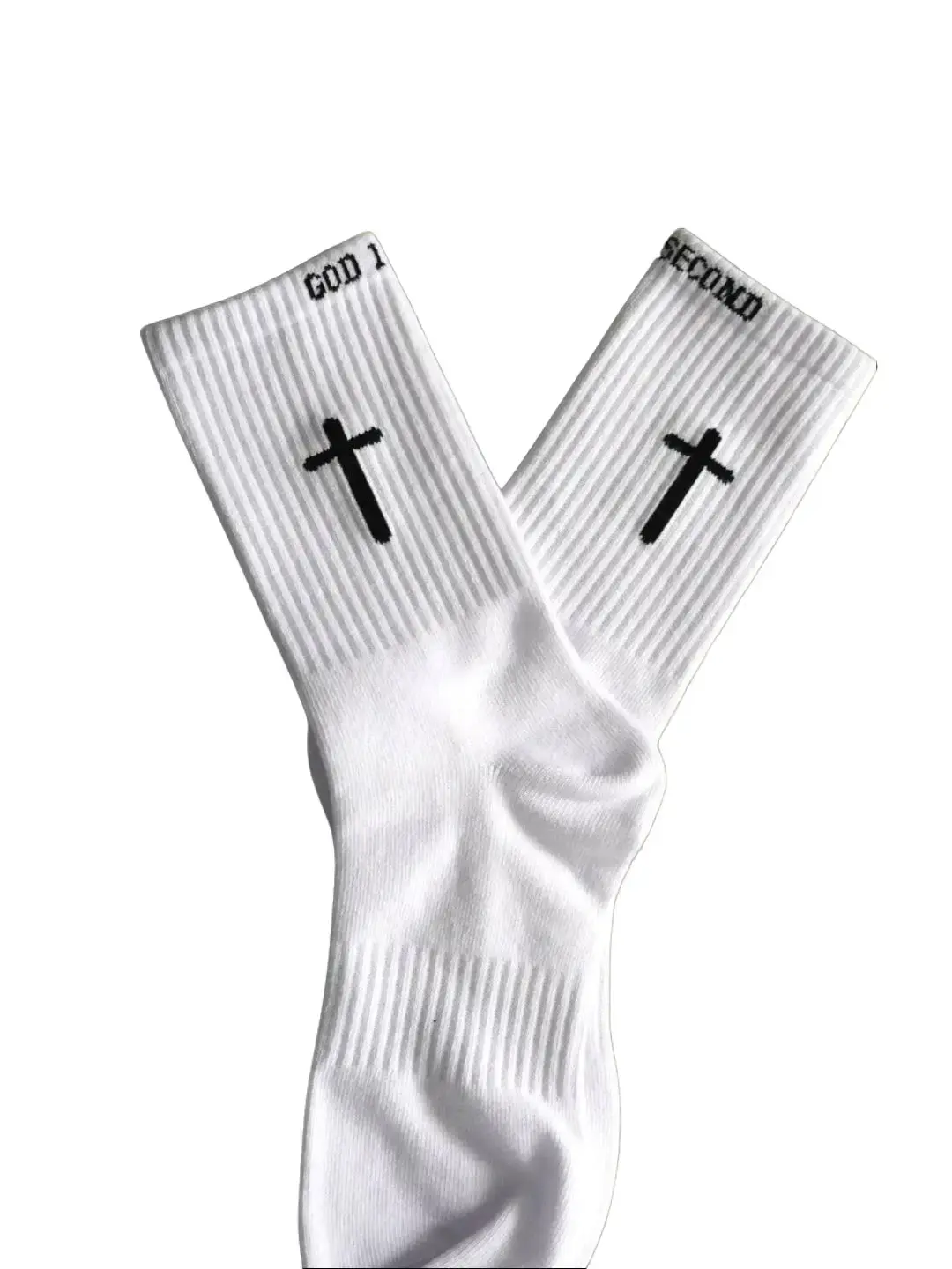 God First I'm Second Christian Mid-Crew Casual Sports Socks for Men, Church-Inspired Religious Cross Design, Breathable Menswear Gift, 1 Pair