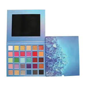 30 Color Ice Blue Eyeshadow Palette, Matte & Shimmer Glitter, High Pigment Makeup Disk, Perfect for Bold Looks, Long-Lasting Wear