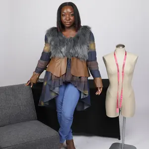 Faux Leather and Fur Layered Peplum Jacket