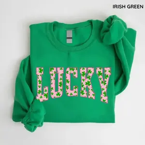 Lucky Clover Sweatshirt, Green Clover Design, Perfect Gift for St. Patrick’s Day St. Patrick’s Day, Unisex Top GARMENTARY