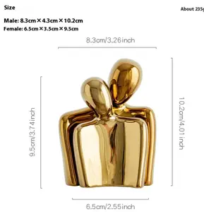 Golden Embrace Minimalist Ceramic Sculpture