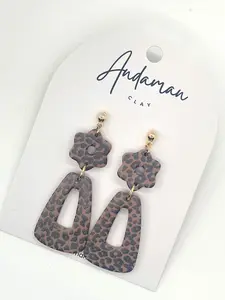 Trendy Leopard Dangle Earrings - Handmade Polymer Clay Jewelry