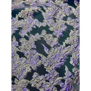 Gold Lavender Organza Burnout Brocade