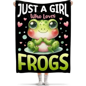 Flannel Blanket | Just A Girl Who Loves Frogs Flannel Throw Blanket, Soft Lightweight Cozy Blanket For Girls Boys Kids Women Men, Perfect Gift & Decor For Sofa Couch Camping Travel | Home & Gift