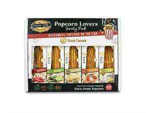 Poppin’ Cobs Variety Pack Microwave Popcorn - Healthy Crunchy Snack that Pops right off the cob! (Popcorn Lovers Variety Pack) Crispy Snack - good source of Protein & Fiber