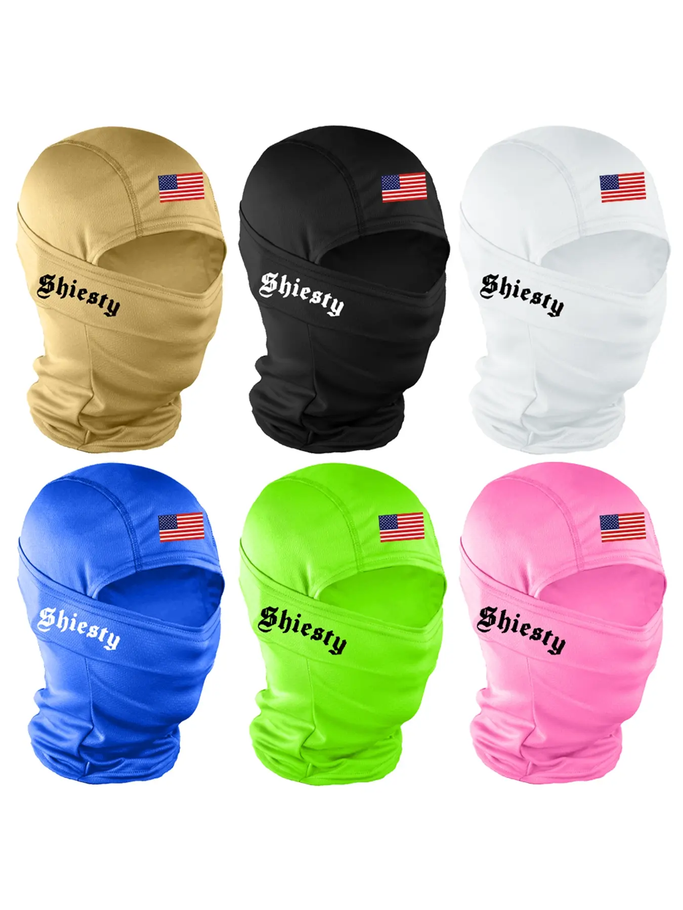 Letter & American Flag Print Ski Mask, Unisex Woven Fabric Balaclava for All Seasons, Sporty Loose-Fit Design for Outdoor Activities