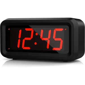 Alarm Clock LED Digital Clock Small Wall Clock Battery Operated Adjustable 3-Level Led Brightness Dim Night Mode 12/24Hr Cordless Constantly 1.2'' Digits Display for Bedroom Travel Easy to Set