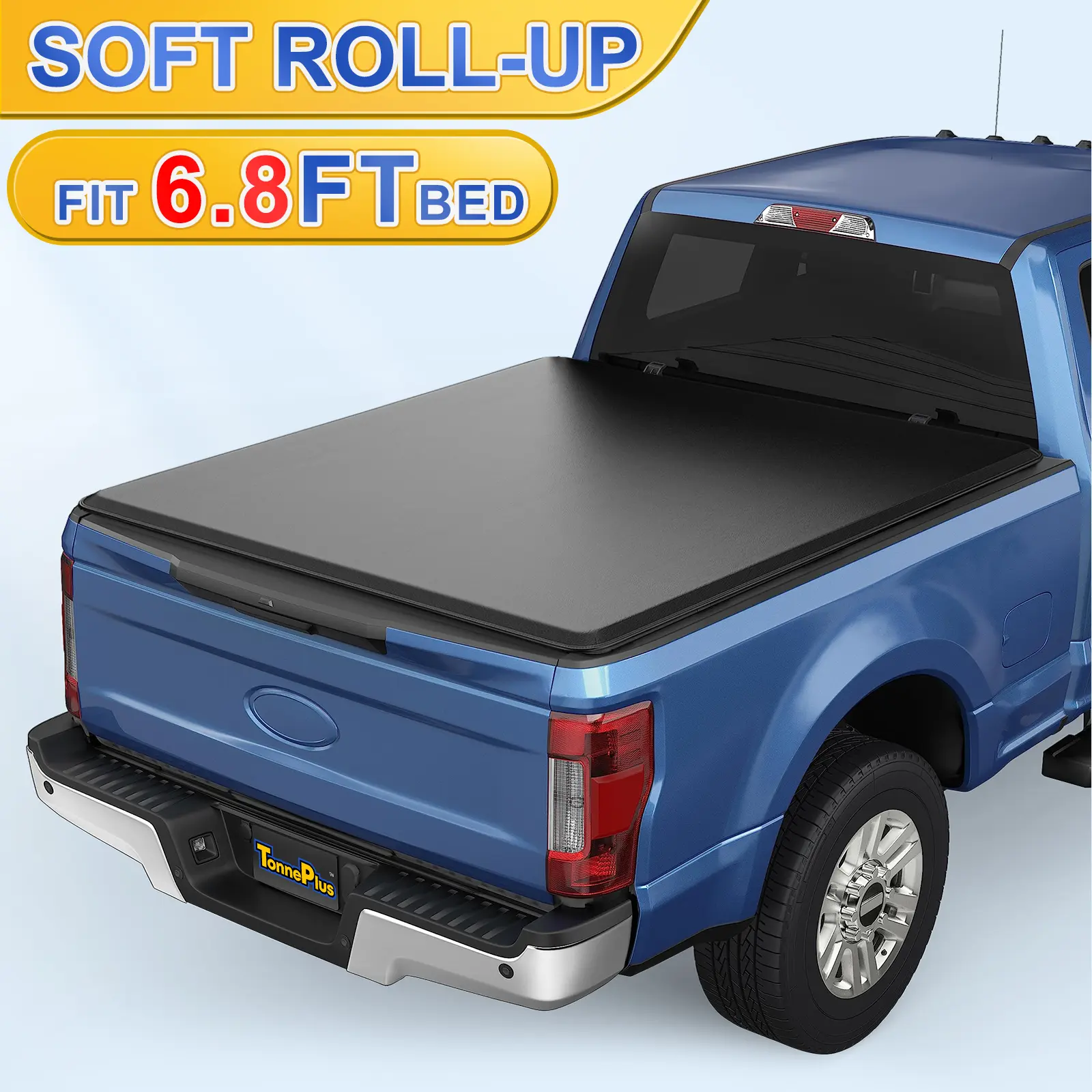 TonnePlus Soft Roll Up Truck Bed Tonneau Cover Compatible with 1999-2016 Ford F250 F350 SuperDuty ; Lightning | 6.8FT (81.9") Bed |