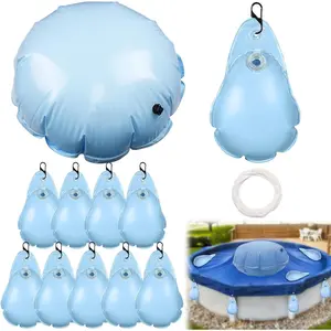 3.8 Ft Round Pool Pillows for Winterizing with 10 count Pool Cover Weights Winterizing Kit, Frost- Resistant PVC Winter Pool Pillow with Water Bags, 50 Ft Rope & 10 Hooks