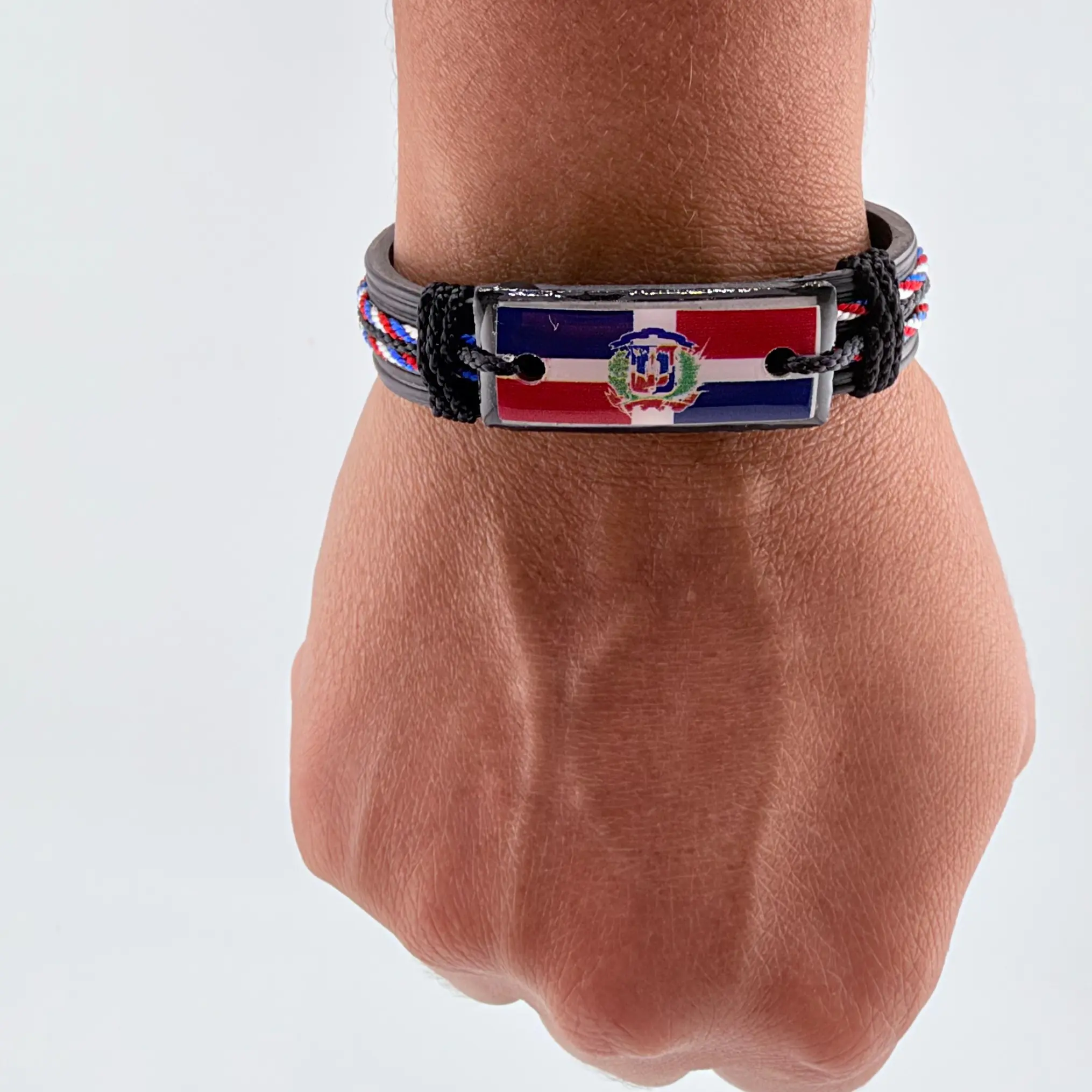 Dominican Republic Adjustable Flag Bracelet  Unisex Braided Wristband Gift