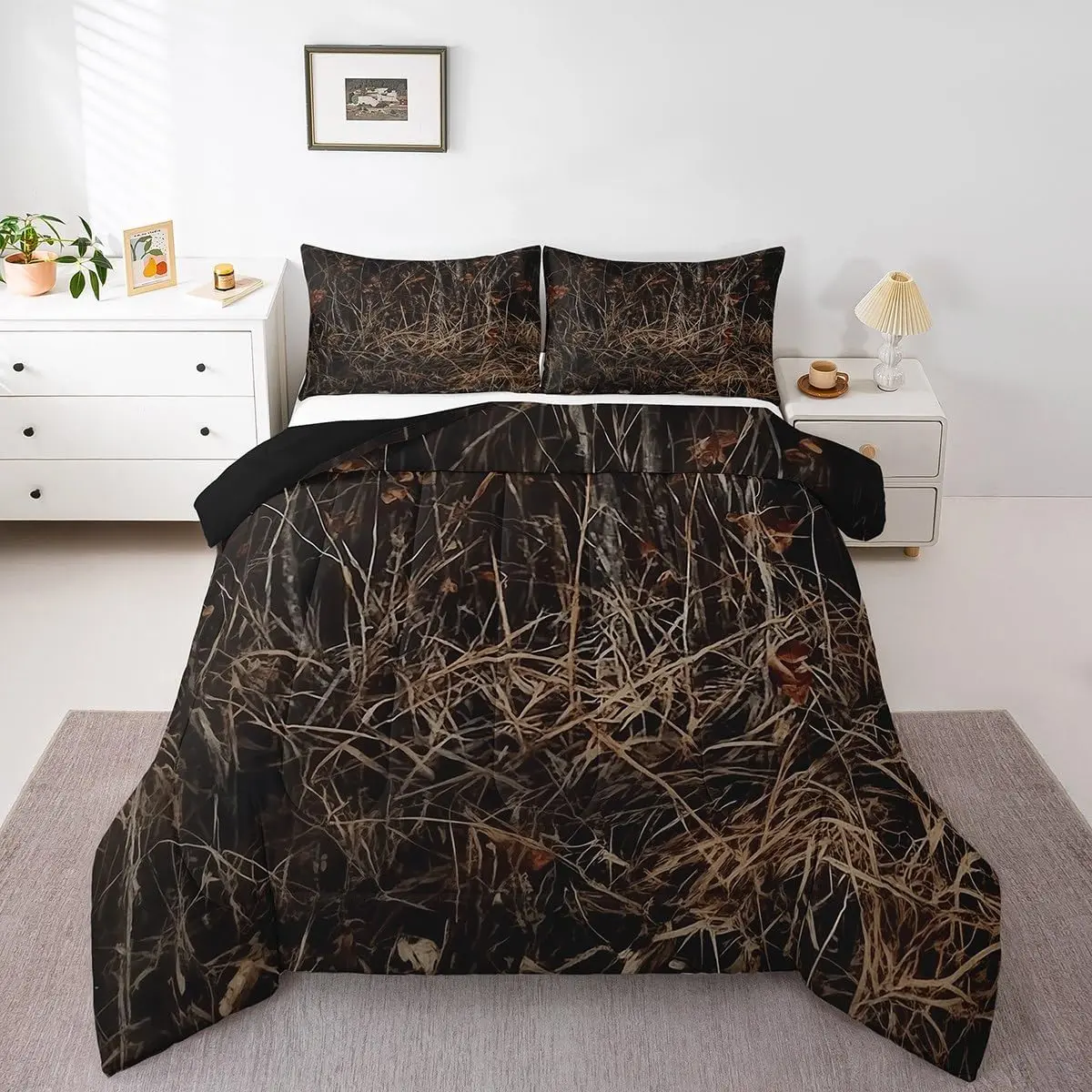 Feelyou Comfy Decorative Microfiber Bedding Set - Camo Print Breathable Duvet Insert for Men, Ideal for Rustic Hunting Lodge Themes, Comfy Bedding Set, Decorative Bedding Set