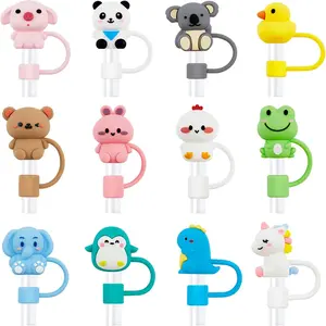 12 Pcs Silicone Straw Toppers for Stanley Cups, 3D Reusable Cute Animal Cover Caps Decoration for 40&30 Oz Tumblers with DIA 10 Mm Straws Jutieuo