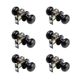 VEVOR 6 Pack Black Door Knobs, Privacy Door Knob with Round Ball, Keyless Exterior Thumb Turn Lock Interior, All Metal Doorknobs Hardware, Matte Black Modern Design for Bedroom BathroomVEVOR Super Brand Day