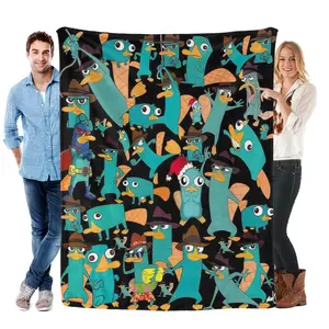Perry the Platypus Flannel Blanket | Soft, Warm & Fun All-Over Print | Perfect for Phineas & Ferb Fans to Cozy Up Any Room ️