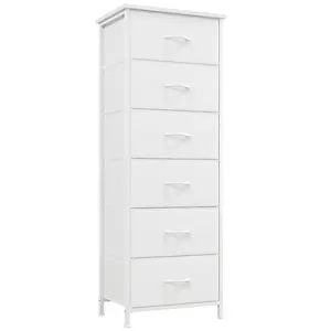 【Valentine's Day Gifts】 Fabric Storage Tower with 6 Drawers,Bedroom Dresser Organizer,Chest of Drawers with Fabric Bins,Steel Frame and Wood Top for Bedroom,Closet,Entrway Assembled