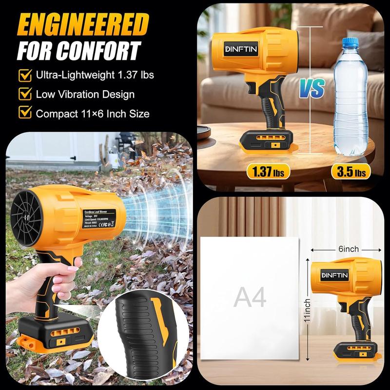 Cordless Turbo Jet Leaf Blower – High-Power Brushless Motor, Violent TurboFan for Car Drying, Dust Cleaning & Snow Removal – Handheld & Lightweight for Outdoor & Garage Use