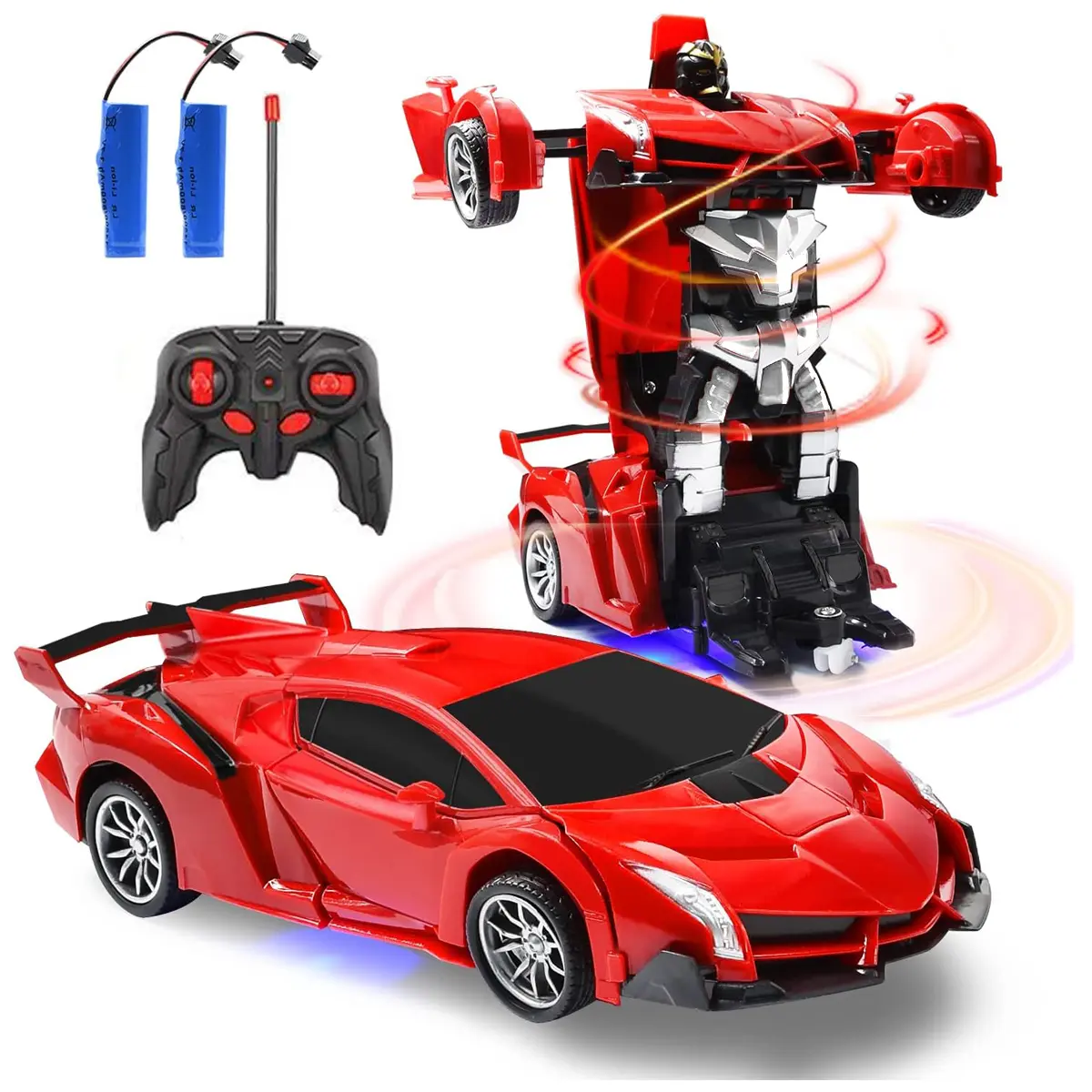 RC Controlled Transforming Robot Car - 40MHz Controller, Cool LED Lights, Durable Material, 10km/h Max Speed, Indoor Play Toy, Birthday Gift for 3-5 Year Old Boys, Rc Model Car