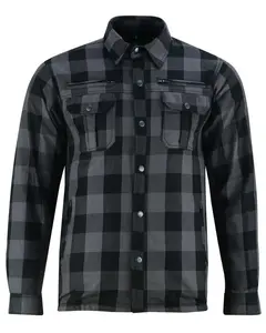 DANIEL SMART Men's Armored Vintage Plaid Long-Sleeve Flannel Shirt - Kevlar, Zipper-Accented, Mesh-Lined, Durable Fabric, 1 Inside Mobile Pocket, 2 Chest Pockets, 2 Front Vents, Casual Top