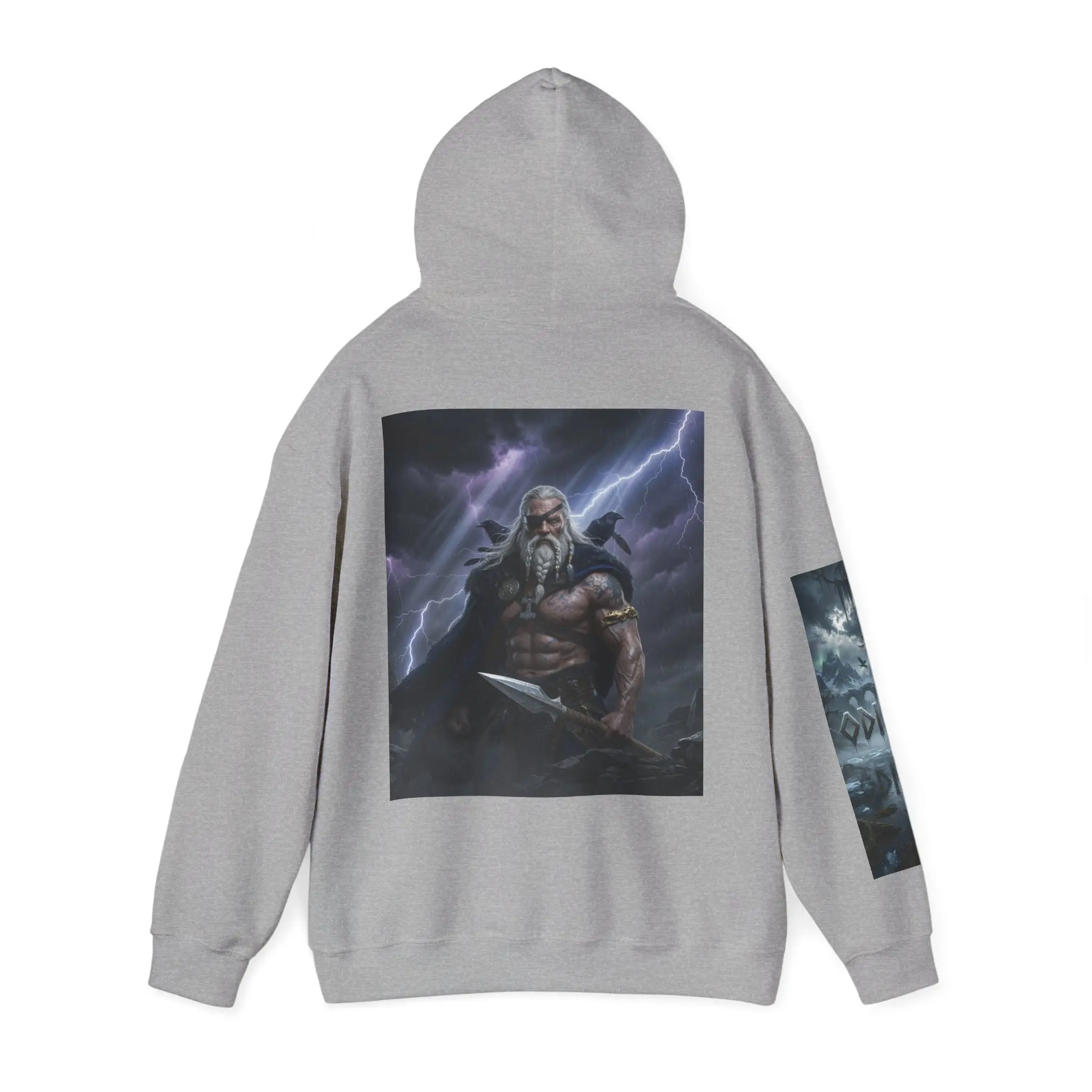 Viking Warrior Odin Lightning Hooded Sweatshirt | Norse God Illustration