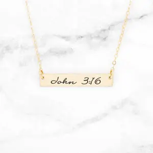 John 3:16 Necklace - Gold Bar Necklace