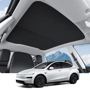 BASENOR 2025 2026 Tesla Model Y Juniper Accessories Sunshade Roof [No Gap] [Nano Ice-Crystal] Heat Insulation Foldable Glass Sunroof Cover, UV Protection Sun Shade for Model Y Juniper Launch Black