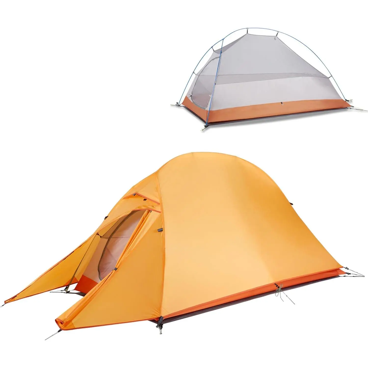 Cloud-up 1 Person Tent Single Lightweight Backpack Tent, Waterproof Ultralight Single Tent, Double Layer Single Tent Camping Hiking Backpack starry sky