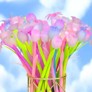 18 pcs Creative Gel Ink Rollerball Pen Color Changing Flower Pens Silicone neutral pen for School Home Office Fashion Accessories