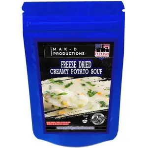 MAK D Productions - Freeze Dried Meal  - Soup - Meatless Creamy Potato Soup - Gourmet Recipes by a Sullivan University (Louisville, Kentucky) Culinary Chef Graduate - NEVER BLAND TASTING - MADE IN THE USA