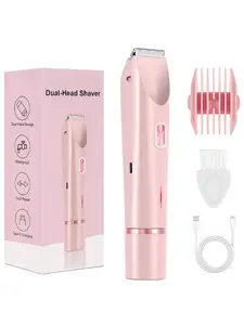 Electric Bikini Trimmer for Women, 2 in 1 Body & Facial Hair Removal, Waterproof Wet & Dry Use Trimmer for Women, USB Rechargeable Trimmer, Bikini Shaver