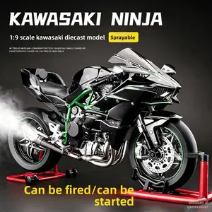 Compatible for 1:9 H2R multifunctional alloy die-cast motorcycle model, with jet and sound effects and display stand, Toy Car, Motorcycle Collection, Gift, Toy Moto Bike for Kids and Collectors Ages 8 and up, gifts for couples, friends and family