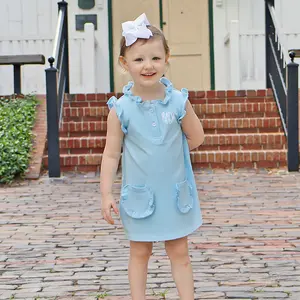 Light Blue Nicole Dress - Girls Soft Knit Spring Dress