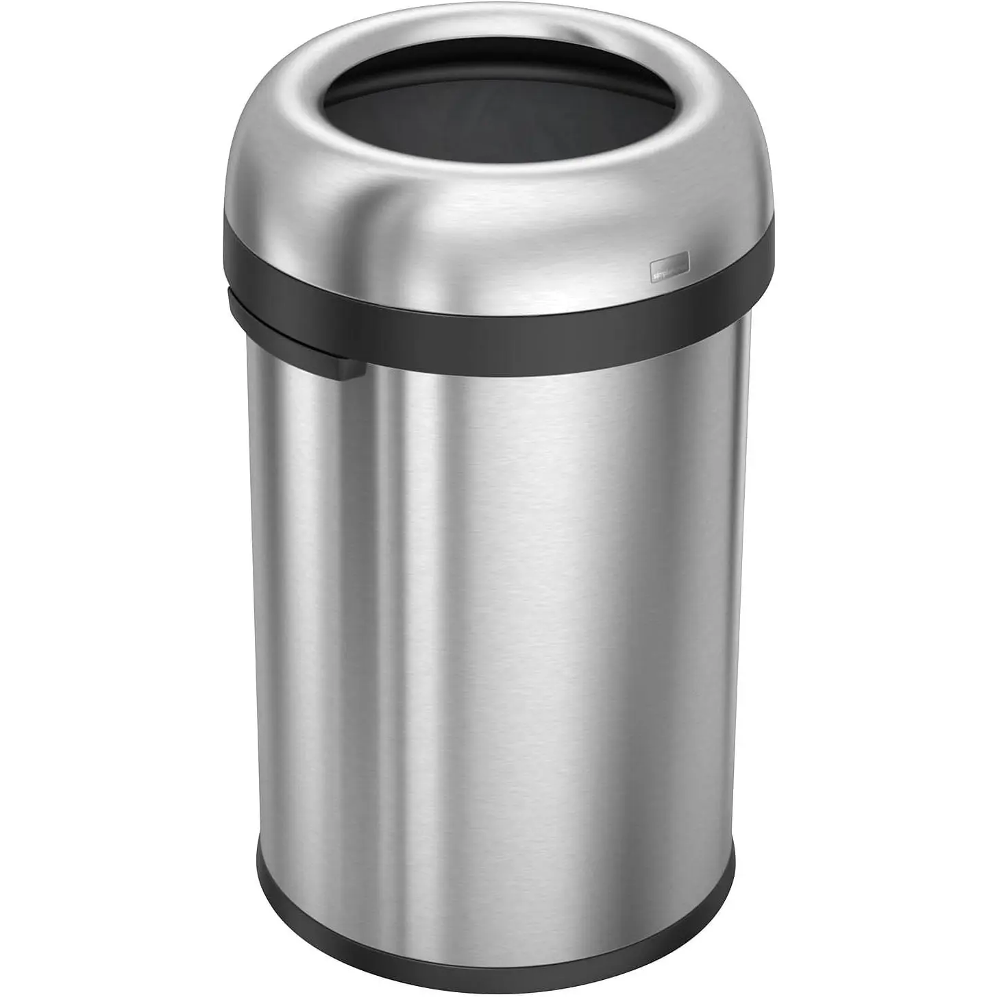 simplehuman 115 Liter / 30 Gallon Bullet Open Top Trash Can Commercial Grade Heavy Gauge, Brushed Stainless Steel